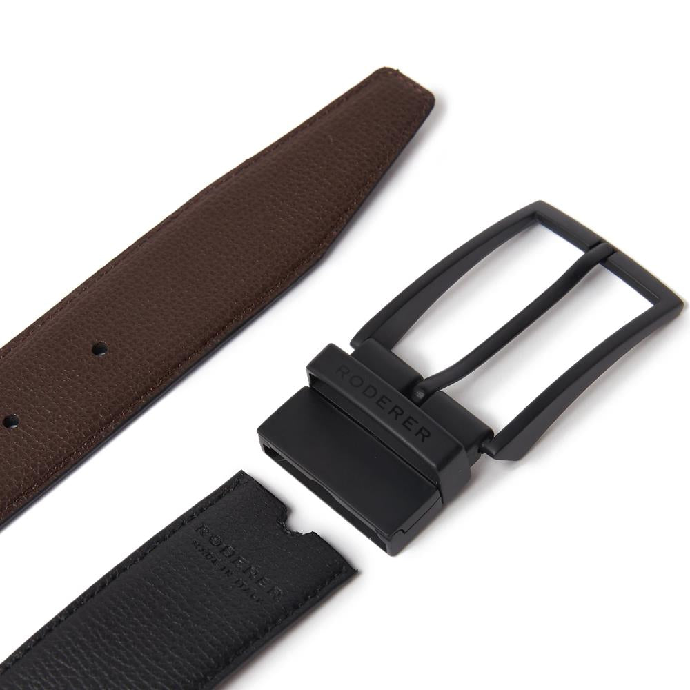 Maestro Reversible Belt > Italian Leather Black & Brown / Black Matt & Silver Matt Buckles