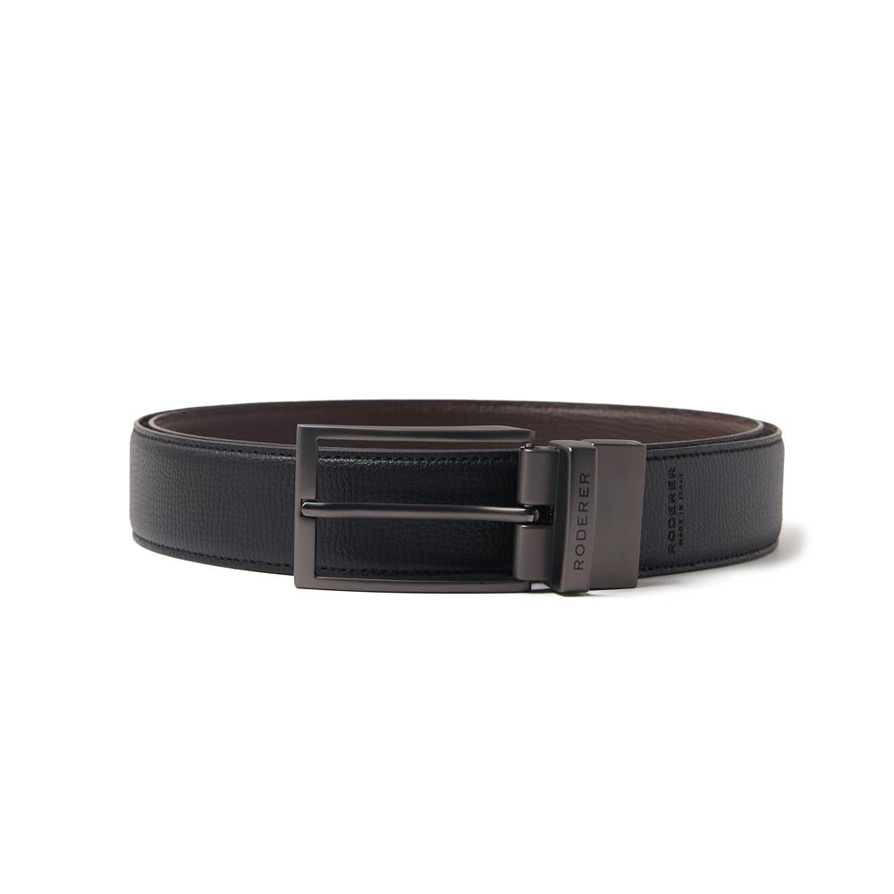 Virtuoso Reversible Belt > Italian Leather Black & Brown / 2 Gunmetal Buckles