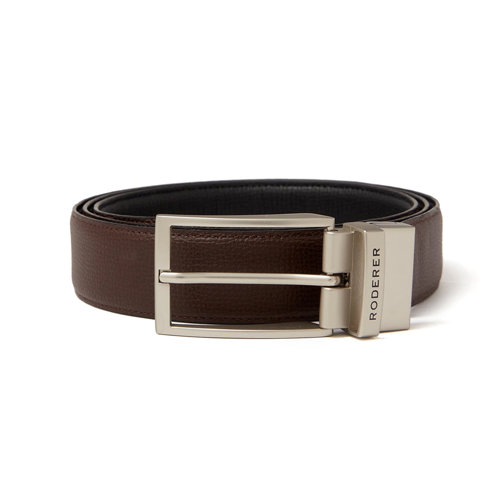 Maestro Reversible Belt > Italian Leather Black & Brown / Black Matt & Silver Matt Buckles
