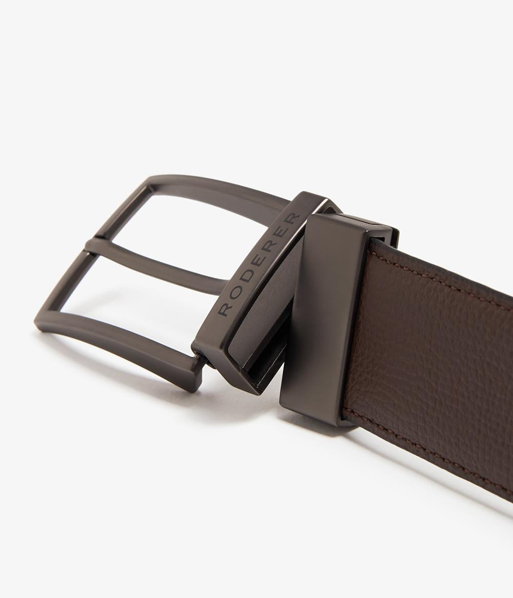Virtuoso Reversible Belt > Italian Leather Black & Brown / 2 Gunmetal Buckles