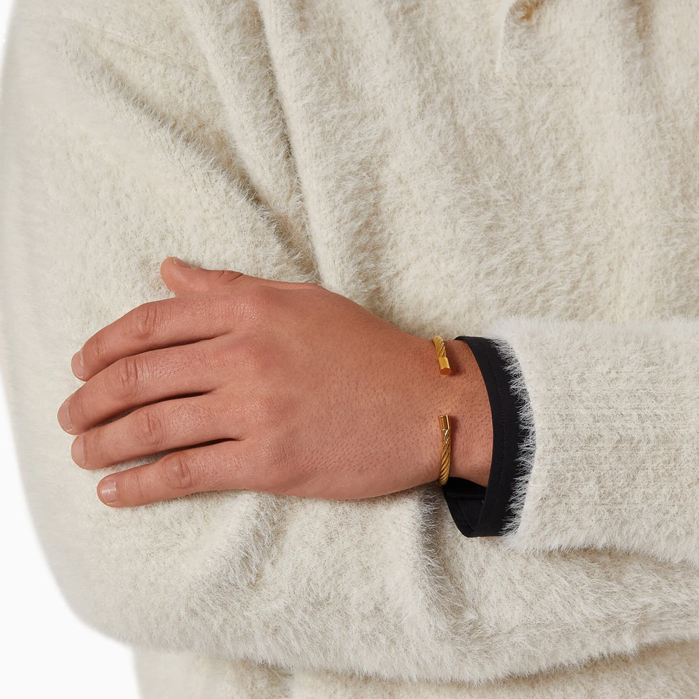 Aurelio Bracelet > Stainless Steel Cable Yellow Gold