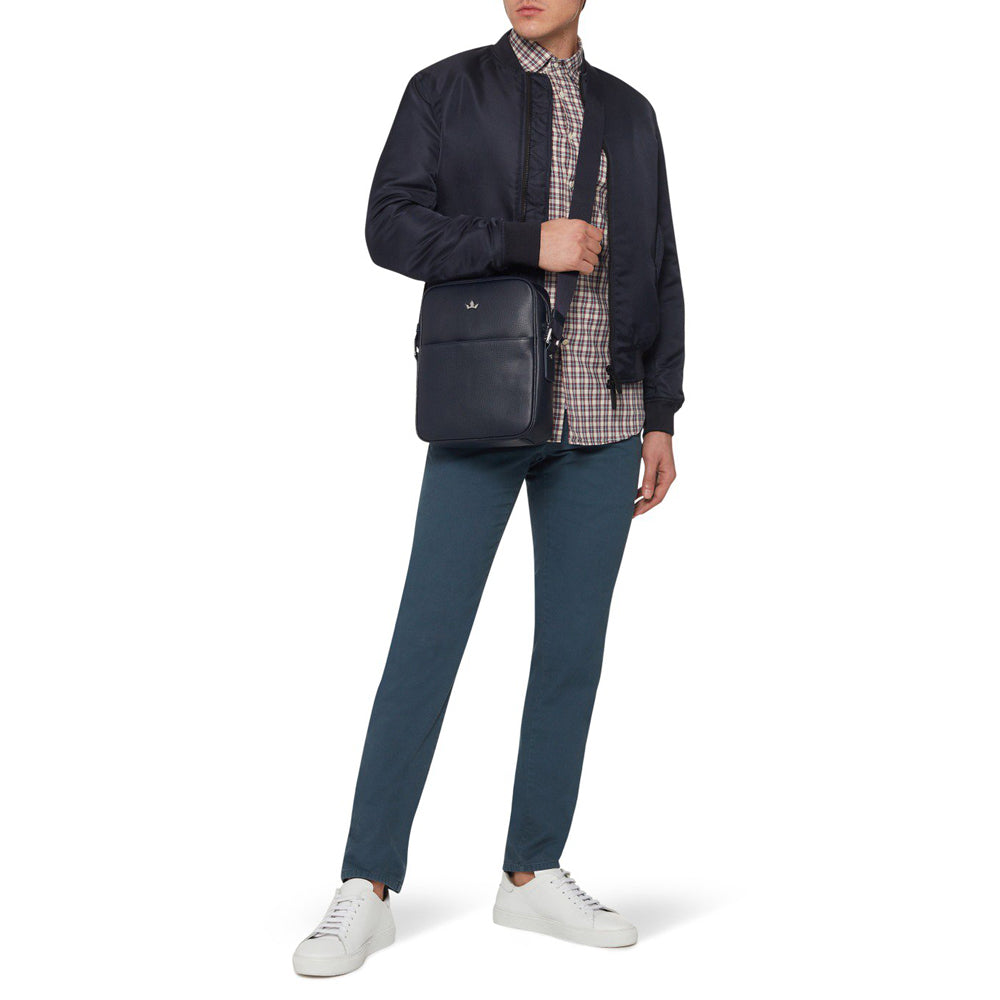 Award Messenger Bag > Italian Leather Navy Blue