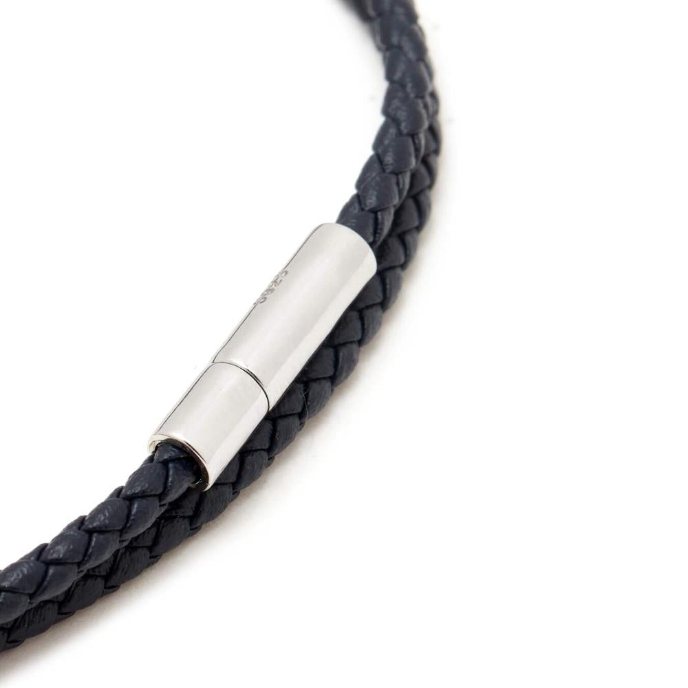 Gianni Double Tour Bracelet > Sterling Silver Clasp Navy Blue