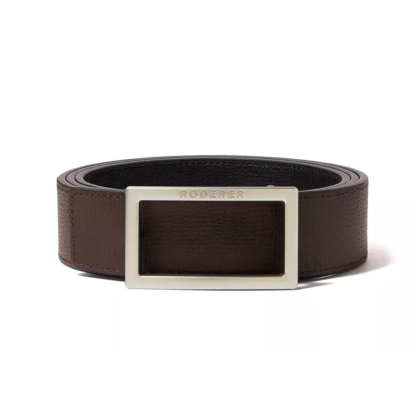Ace Reversible Belt > Italian Leather Black & Brown / Black Matt & Silver Matt Buckles