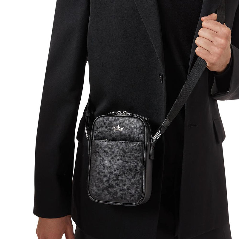 Award Mini Messenger Bag > Italian Leather Black
