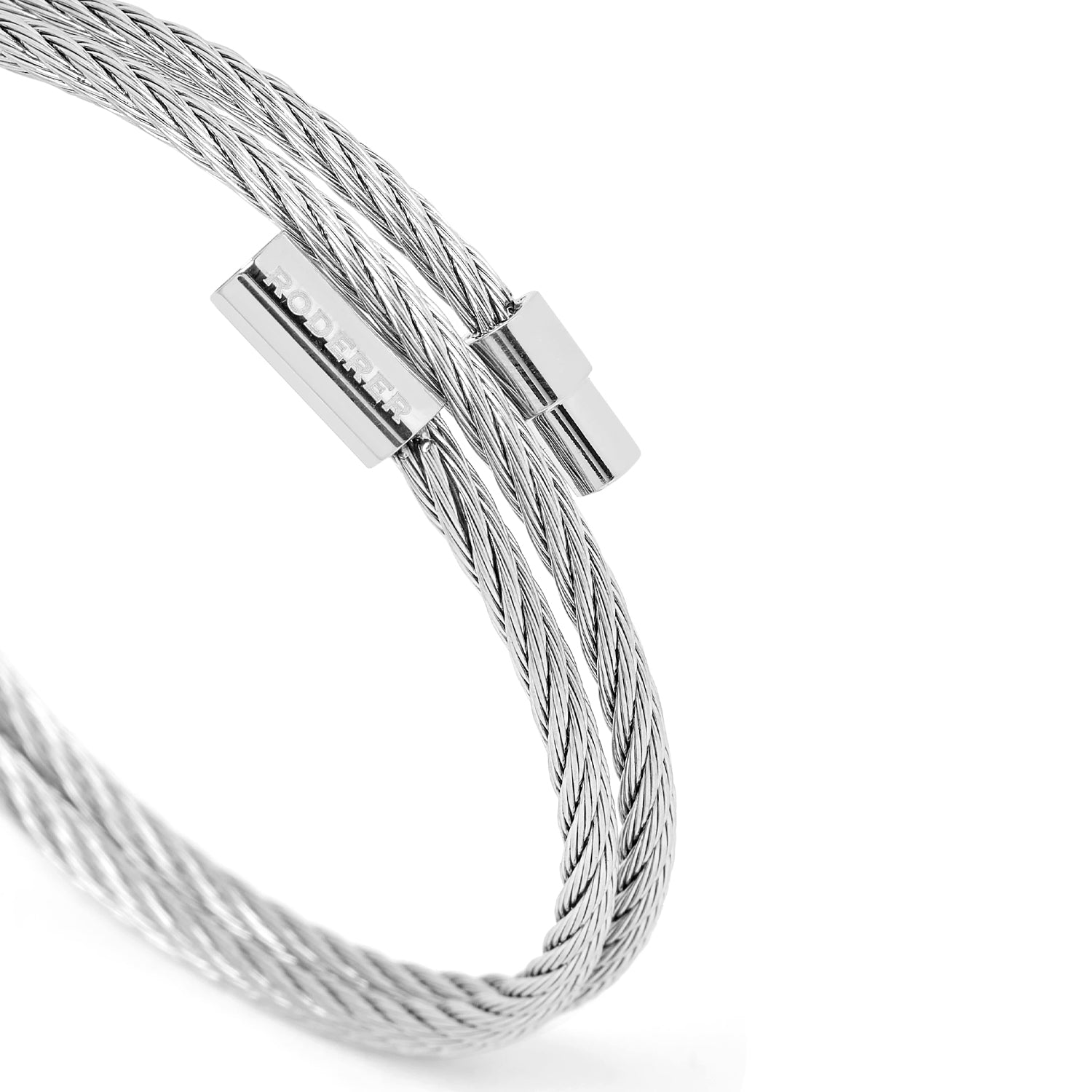 Giacomo Double Tour Bracelet > Stainless Steel Cable Silver