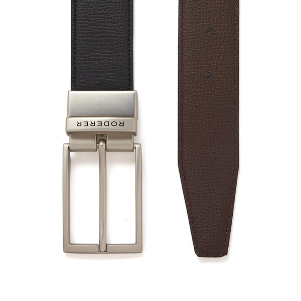 MAESTRO REVERSIBLE BELT > ITALIAN LEATHER BLACK & BROWN / SILVER MATT BUCKLE