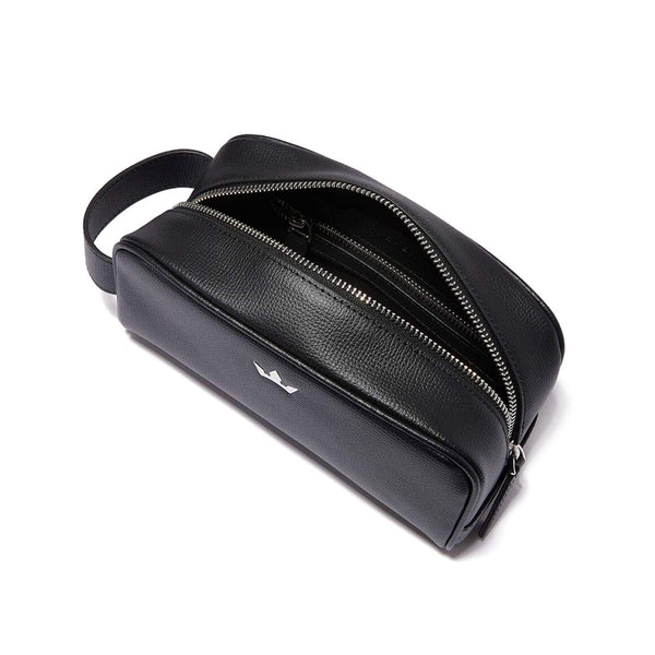 AWARD MINI WASH BAG > ITALIAN LEATHER BLACK