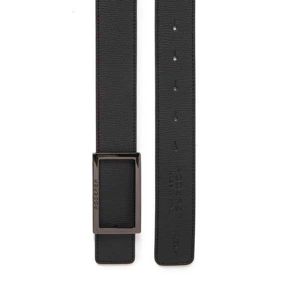 Ace Reversible Belt > Italian Leather Black & Blue / Gunmetal Buckle