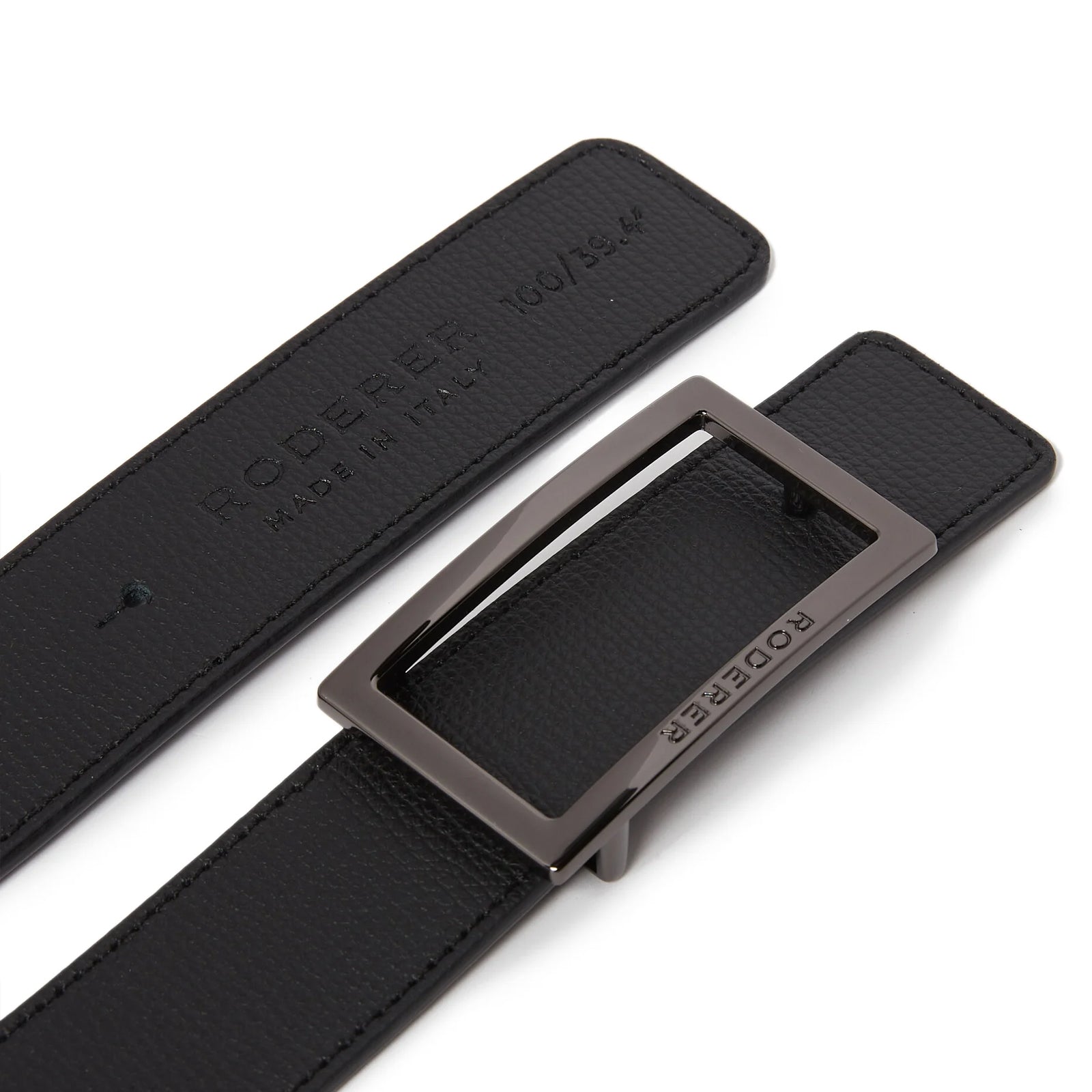 Ace Reversible Belt > Italian Leather Black & Blue / Gunmetal & Silver Buckles