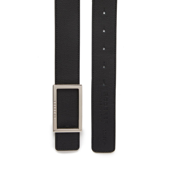 Ace Reversible Belt > Italian Leather Black & Blue / Silver Buckle