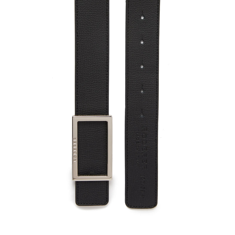 ACE REVERSIBLE BELT > ITALIAN LEATHER BLACK & BLUE / SILVER BUCKLE