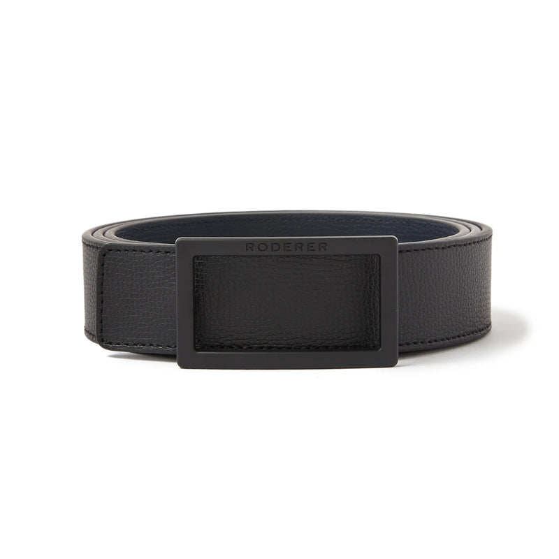 Ace Reversible Belt > Italian Leather Black & Blue / Black Matt Buckle