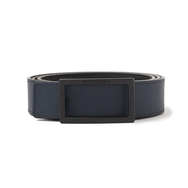 Ace Reversible Belt > Italian Leather Black & Blue / Black Matt Buckle