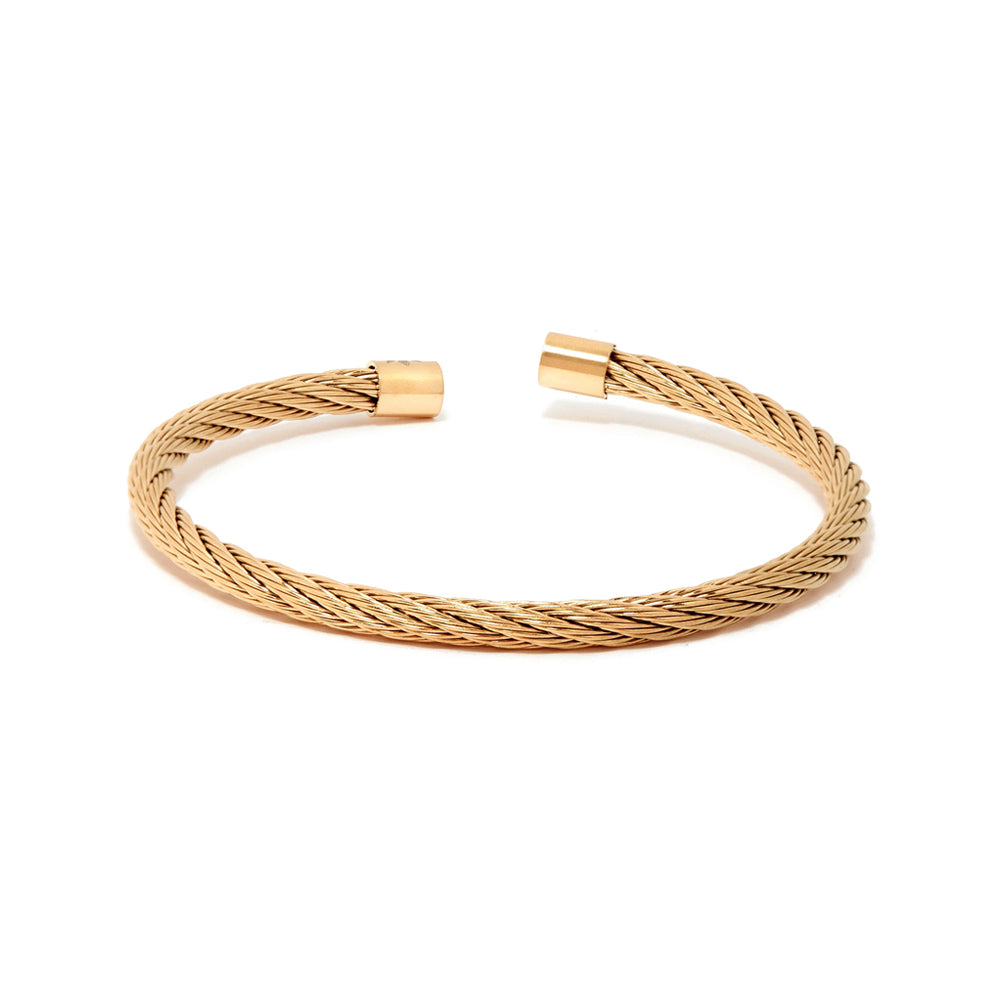 Aurelio Bracelet > Stainless Steel Cable Yellow Gold