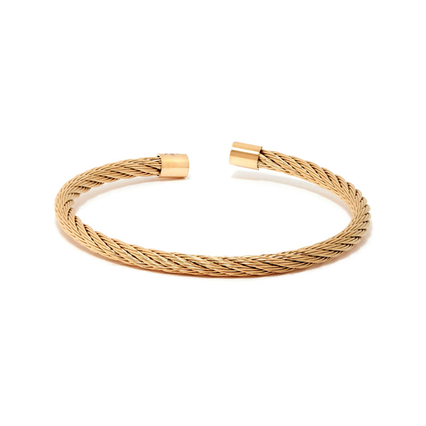 AURELIO BRACELET > STAINLESS STEEL CABLE YELLOW GOLD