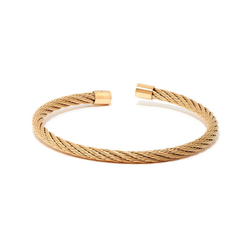 AURELIO BRACELET > STAINLESS STEEL CABLE YELLOW GOLD