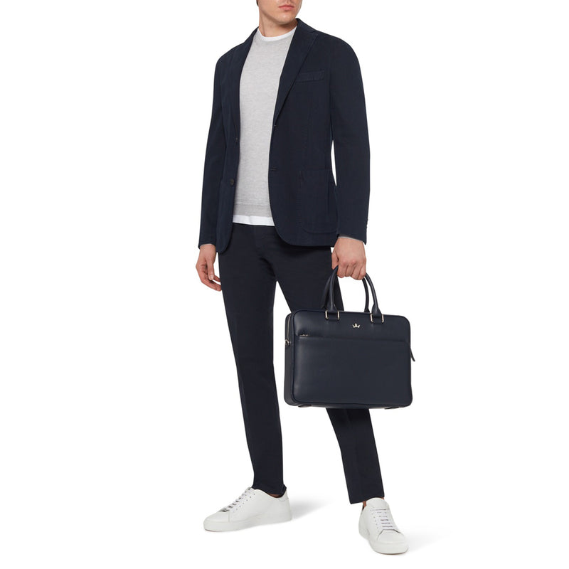 Award Briefcase > Italian Leather Navy Blue
