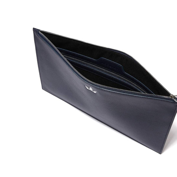 Award Medium Pouch > Italian Leather Navy Blue