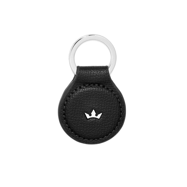 Award Round Key Ring > Italian Leather Black