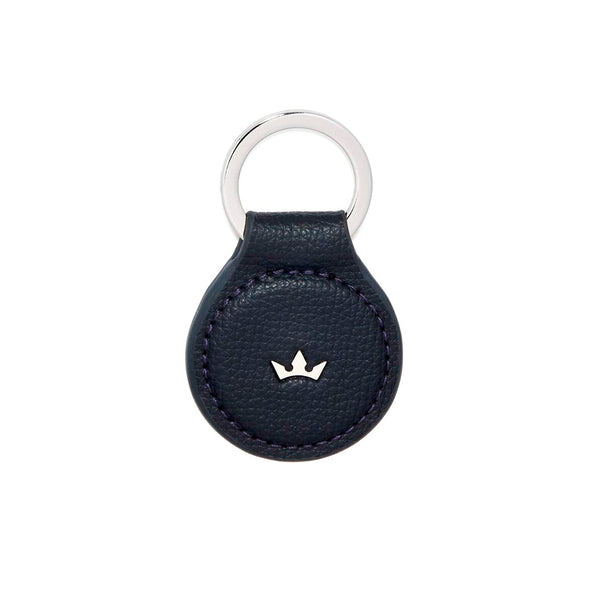 Award Round Key Ring > Italian Leather Navy Blue