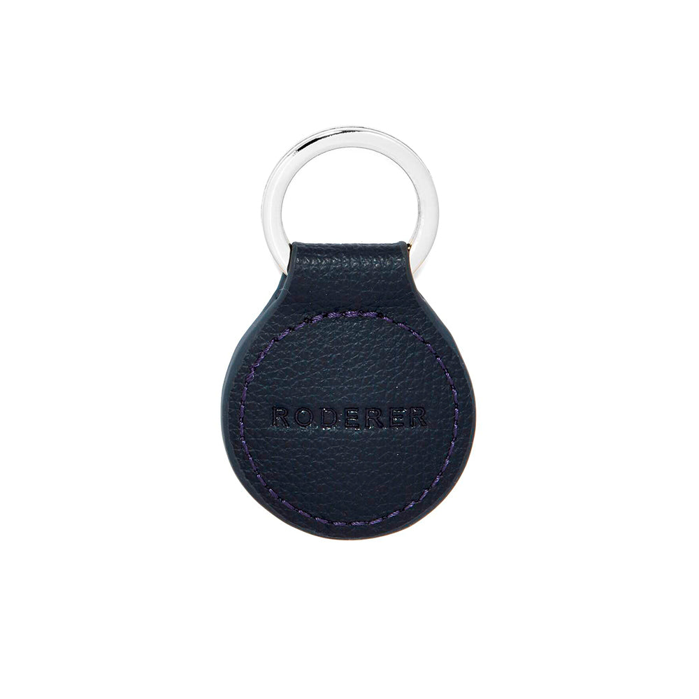 Award Round Key Ring > Italian Leather Navy Blue