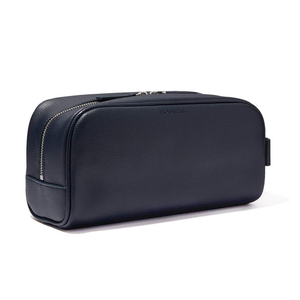 Award Wash Bag > Italian Leather Navy Blue