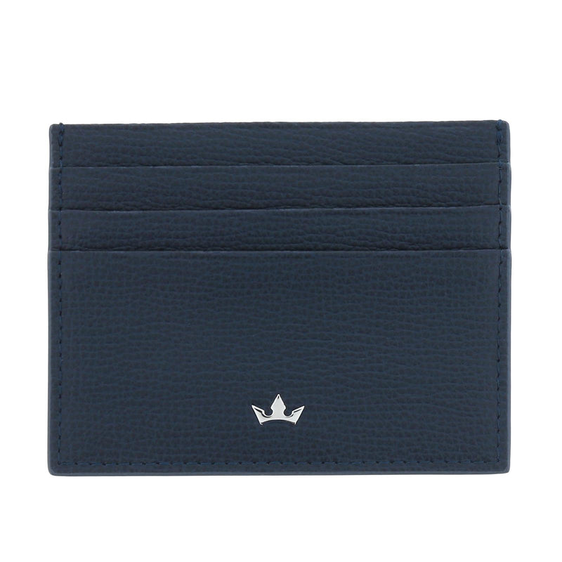 Salvio 6 Card Italian Leather Card Holder Navy Blue 