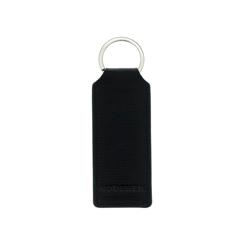 AWARD RECTANGULAR KEY RING > ITALIAN LEATHER BLACK