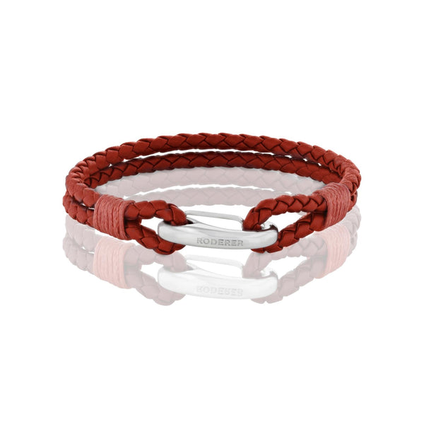 ELIO LEATHER BRACELET FOR MAN > WOVEN LEATHER RED – RODERER