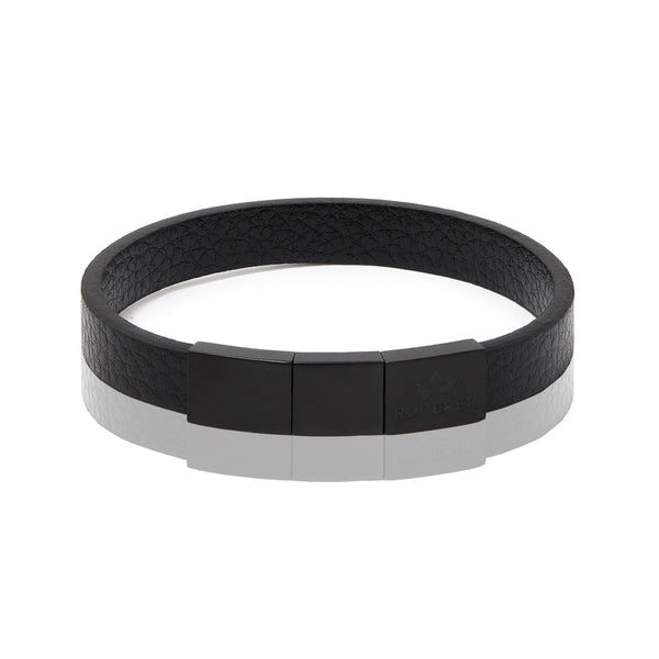 ENZO BRACELET > GRAINED LEATHER BLACK