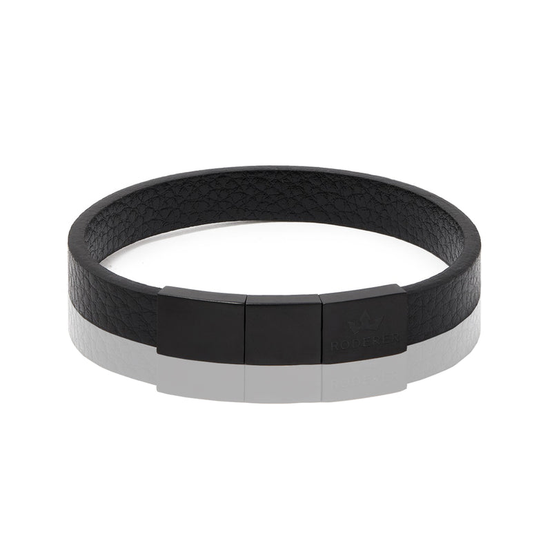 ENZO BRACELET > GRAINED LEATHER BLACK