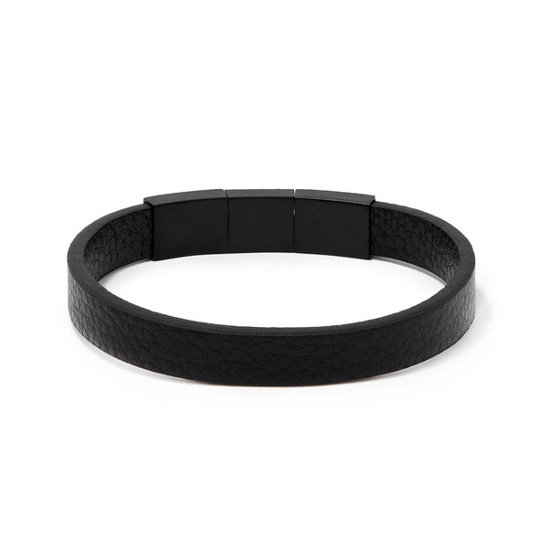 ENZO BRACELET > GRAINED LEATHER BLACK