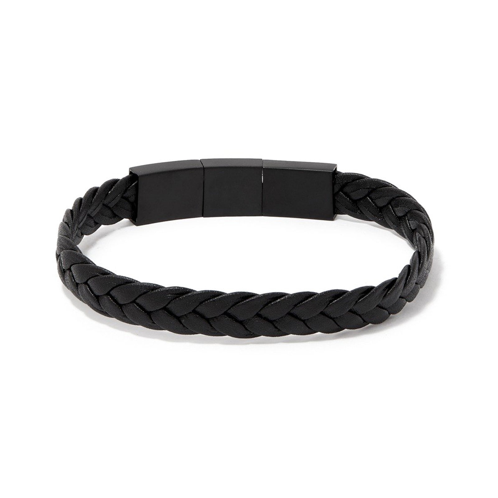 Enzo Bracelet > Woven Leather Black