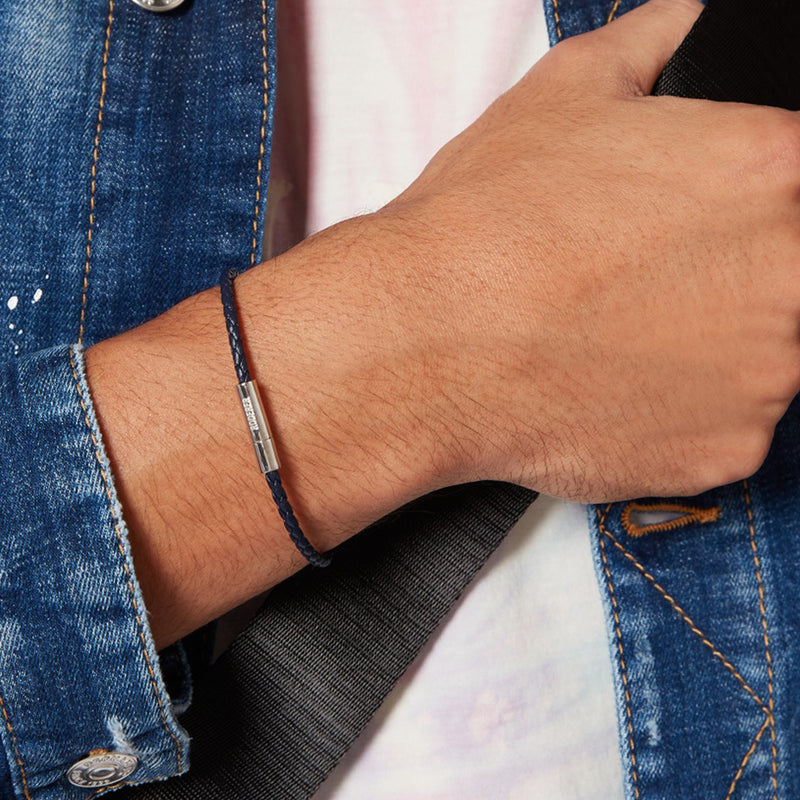 Gianni Bracelet > Sterling Silver Clasp Navy Blue