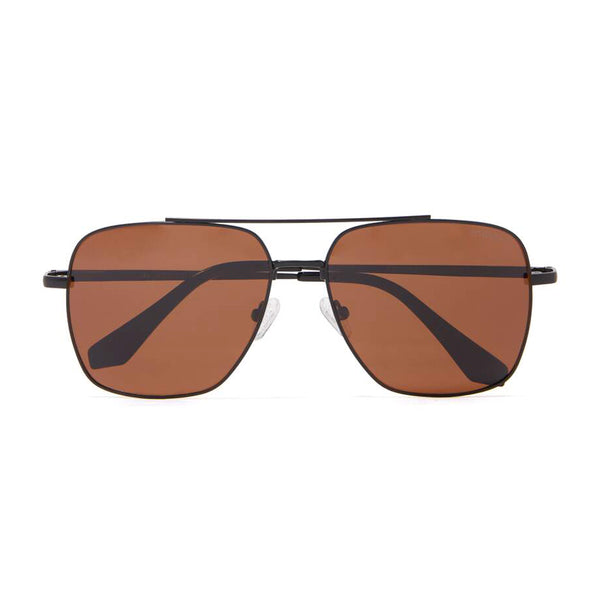Harry Aviator Polarized Sunglasses > Black Matt / Brown