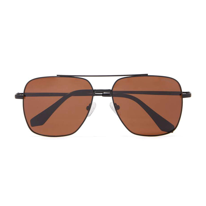 HARRY AVIATOR POLARIZED SUNGLASSES > BLACK MATT / BROWN