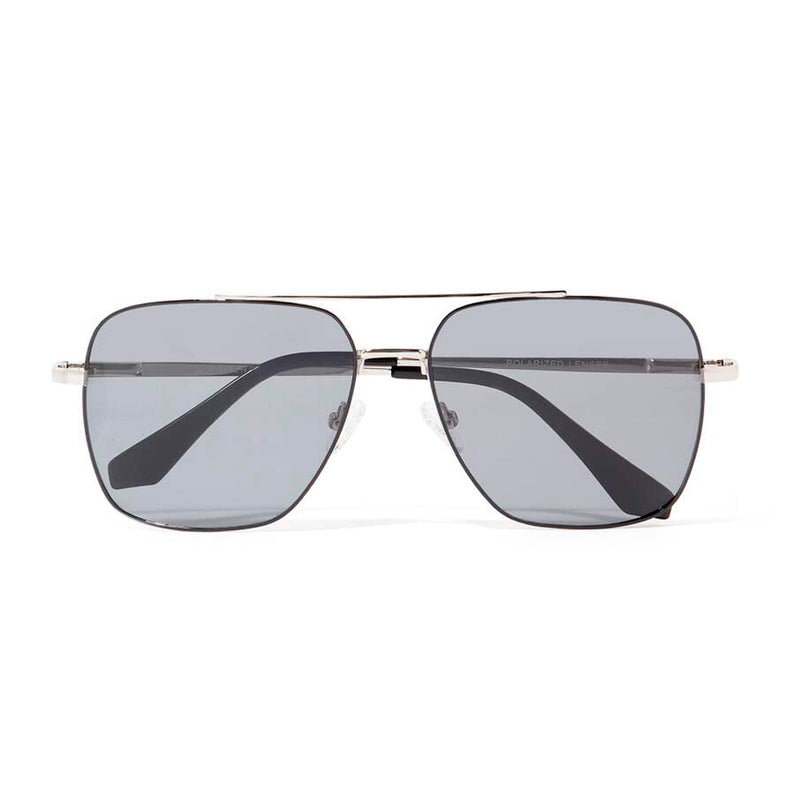 HARRY AVIATOR POLARIZED SUNGLASSES > SILVER & BLACK / GREY