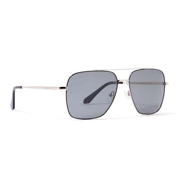 HARRY AVIATOR POLARIZED SUNGLASSES > SILVER & BLACK / GREY