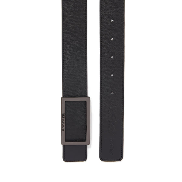 ACE REVERSIBLE BELT > ITALIAN LEATHER BLACK & BROWN / GUNMETAL BUCKLE