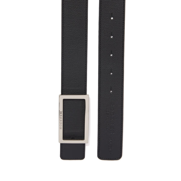 ACE REVERSIBLE BELT > ITALIAN LEATHER BLACK & BROWN / SILVER BUCKLE