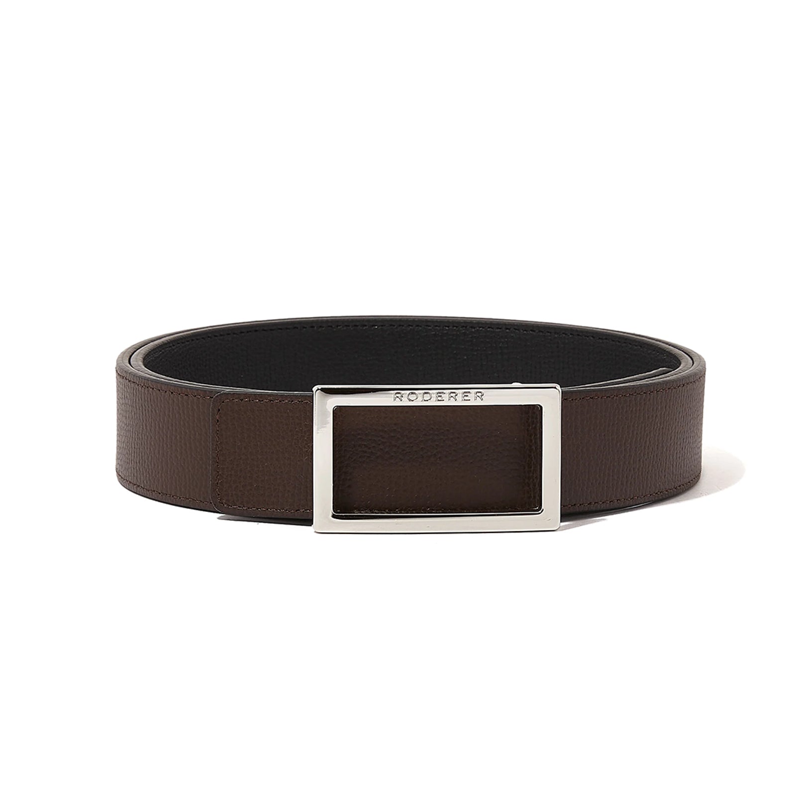 Ace Reversible Belt > Italian Leather Black & Brown / Silver Buckle