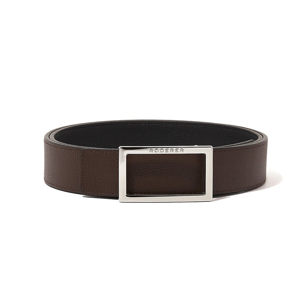 ACE REVERSIBLE BELT > ITALIAN LEATHER BLACK & BROWN / SILVER BUCKLE