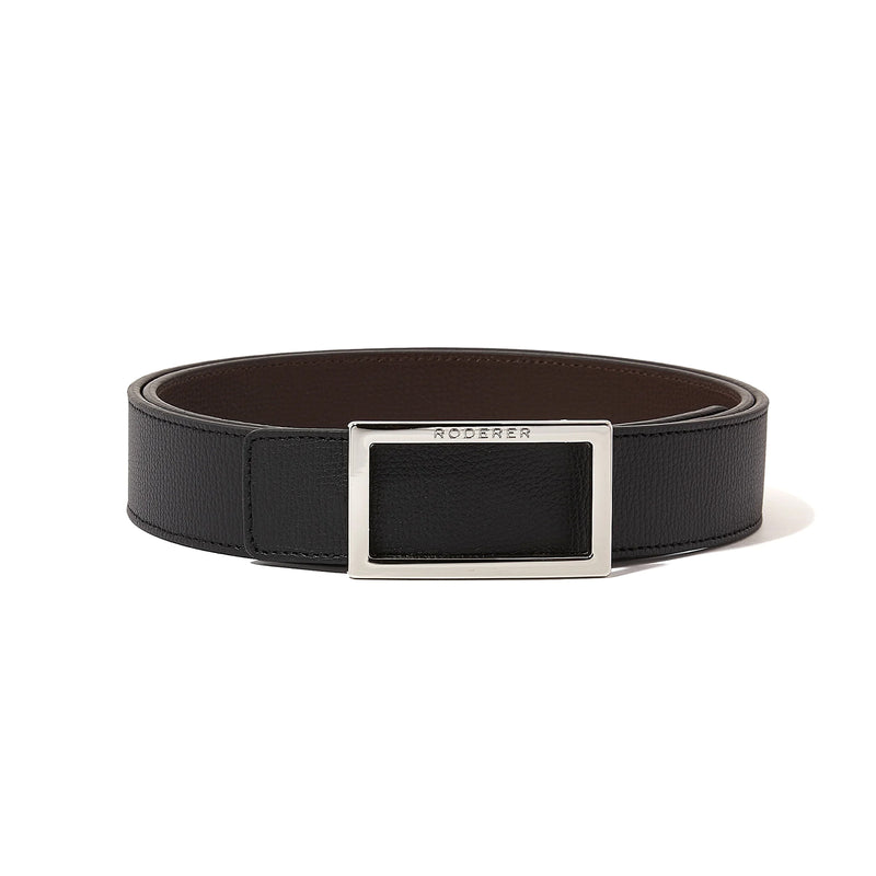 ACE REVERSIBLE BELT > ITALIAN LEATHER BLACK & BROWN / SILVER BUCKLE