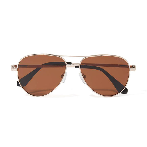 JAMES AVIATOR POLARIZED SUNGLASSES > ROSE GOLD / BROWN