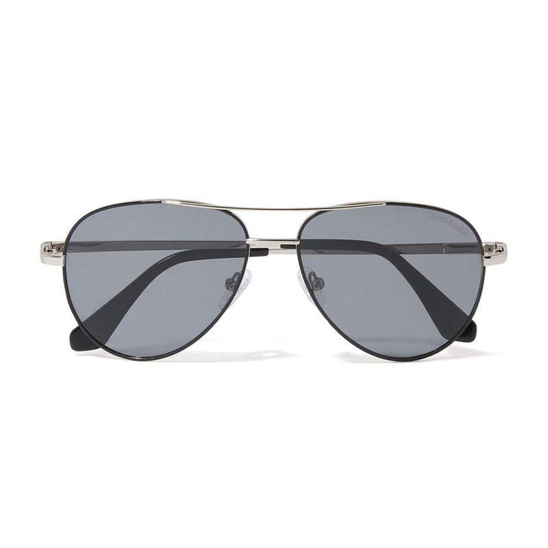 JAMES AVIATOR POLARIZED SUNGLASSES > SILVER & BLACK / GREY