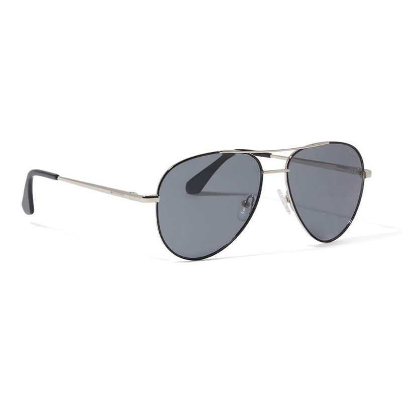 JAMES AVIATOR POLARIZED SUNGLASSES > SILVER & BLACK / GREY