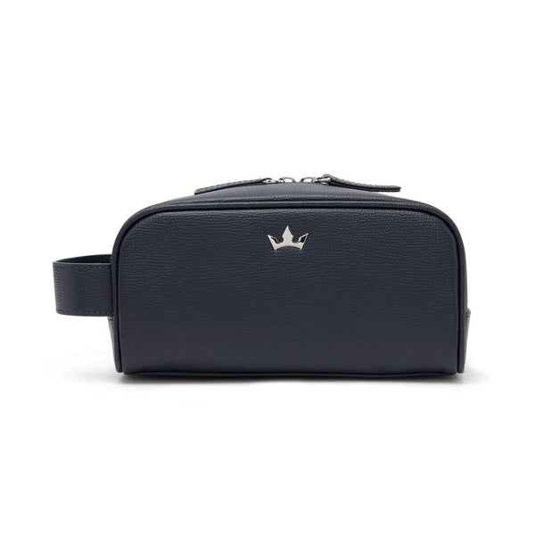 AWARD MINI WASH BAG > ITALIAN LEATHER NAVY BLUE