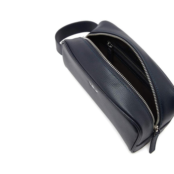 AWARD MINI WASH BAG > ITALIAN LEATHER NAVY BLUE