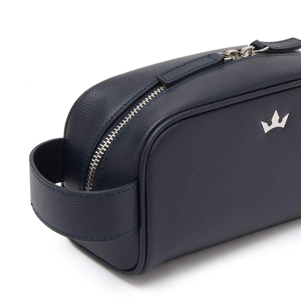 Award Mini Wash Bag > Italian Leather Navy Blue